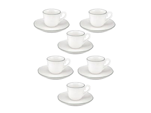 Set 6 tazze caffè con piattino teresa La porcellana bianca