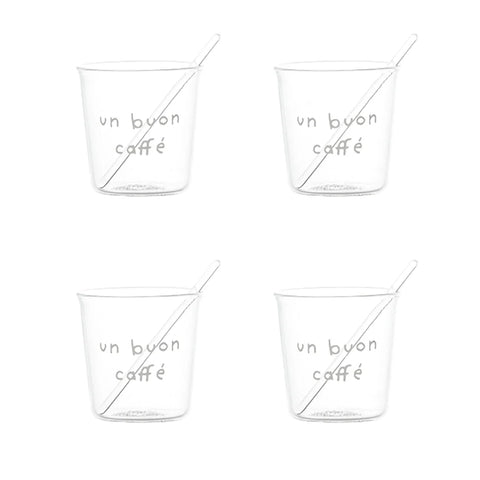 Set 4 bicchierini espresso Un Buon Caffè in bianco