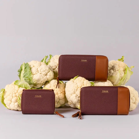 Portafoglio con doppia zip, viola/marrone Thun