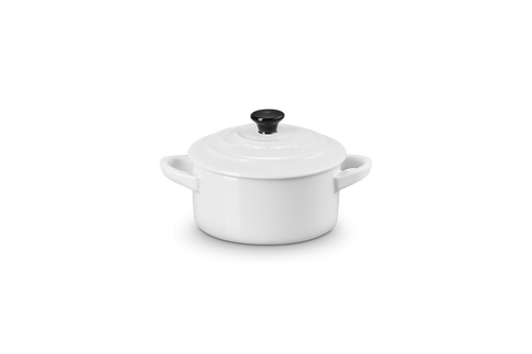 Mini cocotte rotonda in gres vetrificato bianco Le creuset