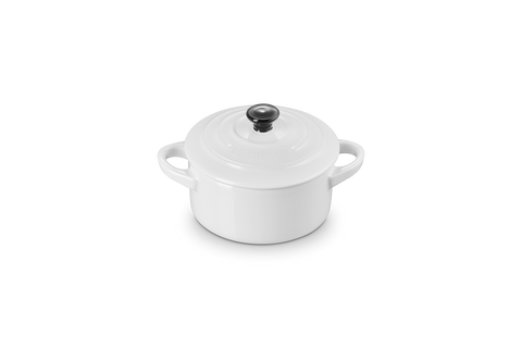 Mini cocotte rotonda in gres vetrificato bianco Le creuset