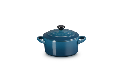 Mini cocotte rotonda in gres vetrificato deep teal  Le creuset
