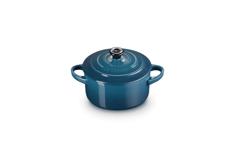 Mini cocotte rotonda in gres vetrificato deep teal  Le creuset