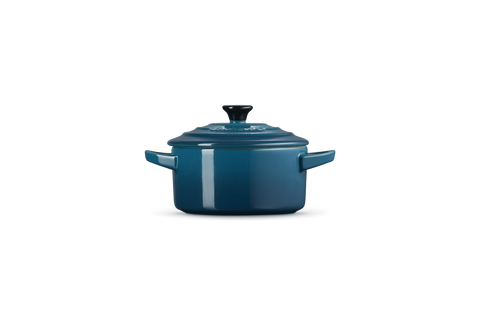 Mini cocotte rotonda in gres vetrificato deep teal  Le creuset