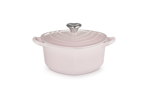 Cocotte a cuore in ghisa vetrificata con pomolo a cuore rosa (shell pink) cm20 Le Creuset