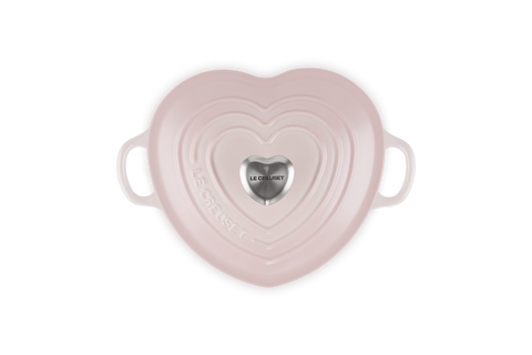 Cocotte a cuore in ghisa vetrificata con pomolo a cuore rosa (shell pink) cm20 Le Creuset