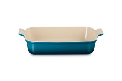 Pirofila rettangolare Tradition in gres vetrificato deep teal 32cm le creuset
