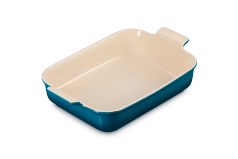 Pirofila rettangolare Tradition in gres vetrificato deep teal 32cm le creuset
