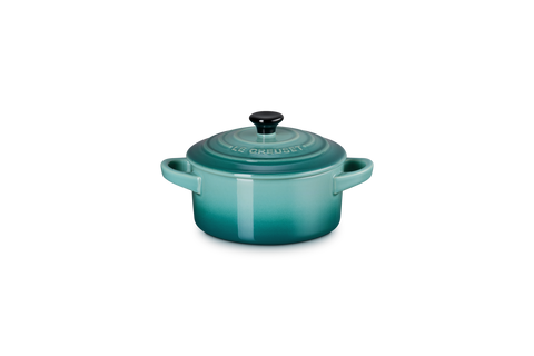 Mini cocotte rotonda in gres vetrificato blue riviera Le creuset