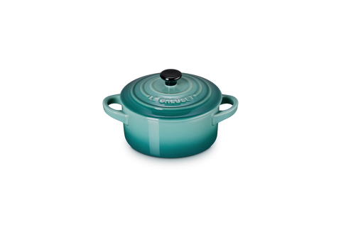 Mini cocotte rotonda in gres vetrificato blue riviera Le creuset