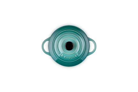 Mini cocotte rotonda in gres vetrificato blue riviera Le creuset