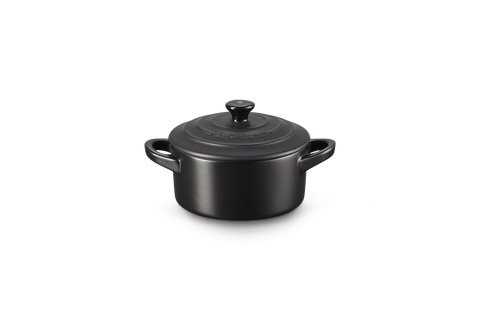 Mini cocotte rotonda in gres vetrificato nero matt Le creuset