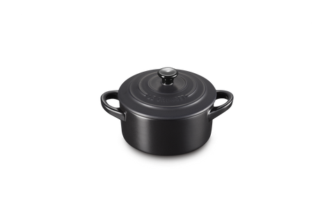 Mini cocotte rotonda in gres vetrificato nero matt Le creuset