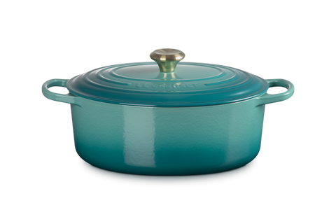 Cocotte ovale Evolution in ghisa vetrificata 31 cm.bleu riviera Le Creuset