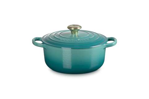 Cocotte rotonda Evolution in ghisa vetrificata 24cm.bleu riviera Le Creseut