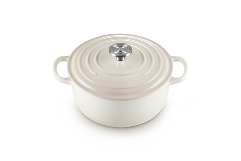 Cocotte rotonda in ghisa vetrificata 20 cm meringue Le creuset