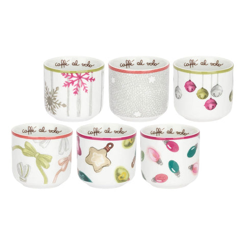 Thun – Set 6 Caffeini in Porcellana Bianca Decorata per il Caffè – Artemis