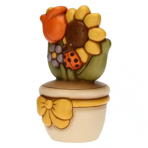 Vasetto soprammobile con coccinella e fiori Thun