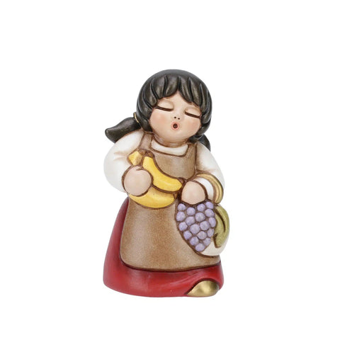 Donna con frutta Presepe classico variante rossa Thun