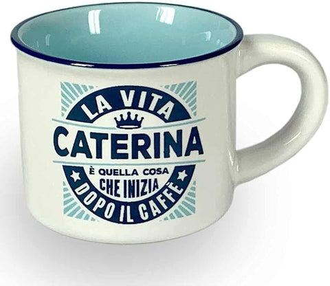 Tazzina da caffè in gres porcellanato personalizzata con piattino - Caterina