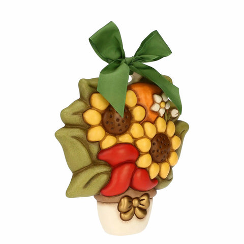 Formella con girasoli in ceramica, grande