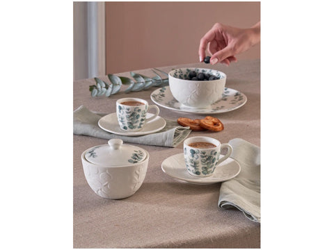 set tavola 18 pz piatti sempreverde la porcellana bianca