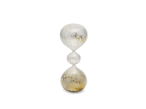 CLESSIDRA VETRO TRIPLE C/GLITTER ORO CM9X23 BIANCO BRUCO