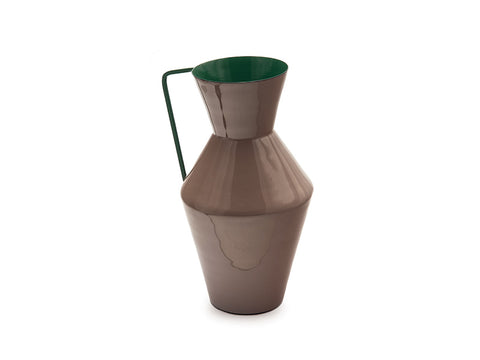 Brocca Metal Shiny cm 20 x 20 x 37 Tortora / Verde Bruco