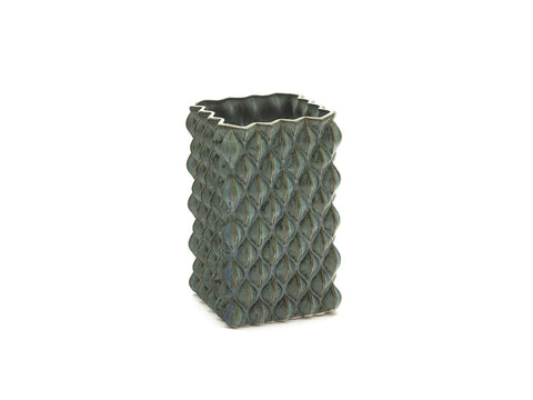 Vaso Ceramica Waves D16 H25 Verde Blu Matt Bruco