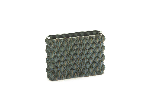 Vaso Schiacciato Waves Ceramica cm 26x8x19 Verde Blu Matt Bruco