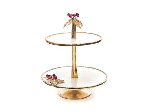 ETAGERE 2 PIANI HOLLY IN ALLUMINIO 32X38CM ORO