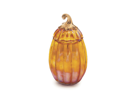 ZUCCA VETRO C/CANDELA PROFUMATA CM10X20 ARANCIONE BRUCO