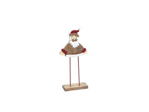 BABBO NATALE LEGNO CM22X10X40 C/GAMBE METAL ROSSO