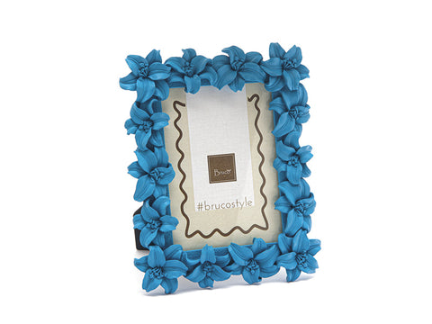 Portafoto Resina giglio cm 20x25 Blu Bruco