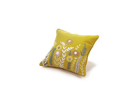 Cuscino in cotone spring ricamato CM45X45 giallo