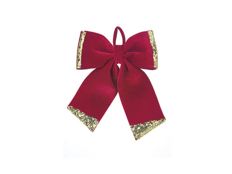 FIOCCO IN TESSUTO  CM30X40 C/PAILLETTES ROSSO/ORO BRUCO