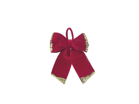 FIOCCO IN TESSUTO  CM20X25 C/PAILLETTES ROSSO/ORO BRUCO