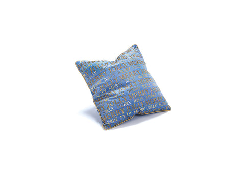 CUSCINO VELVET SKY C/PERLINE  AZZURRO/ORO BRUCO