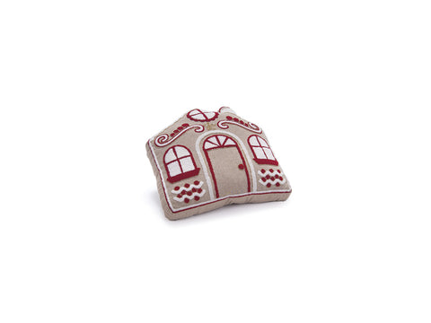 CUSCINO SMALL HOUSE" C/PERLINE  BIANCO/ROSSO BRUCO