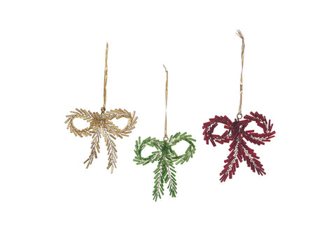 DECORAZIONE FIOCCO BEADS CM12X11 ASS  ORO/VERDE/ROSSO BRUCO