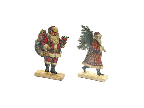 SANTA&GIFT&TREE DOUBLE METAL FROSTED C/BASE LEGNO CM18X6X32 ASS ASS BRUCO