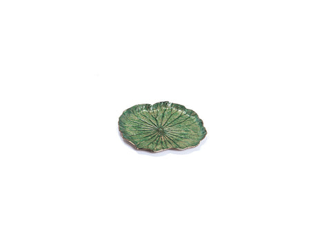 VASSOIO ALLUMINIO FOGLIA CM38X37X3 VERDE/ORO BRUCO