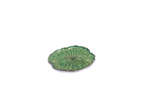 VASSOIO ALLUMINIO FOGLIA CM44X44X3 VERDE/ORO BRUCO