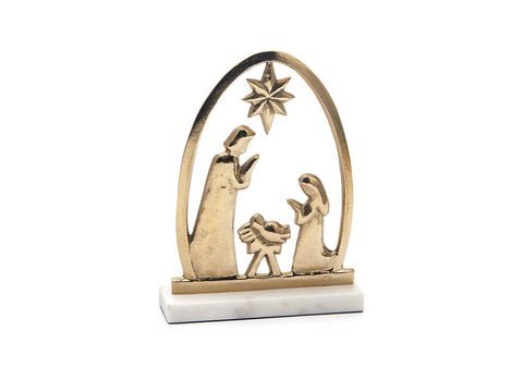 NATIVITA' METAL SHAPE C/BASE MARMO CM17X5X22 ORO BRUCO