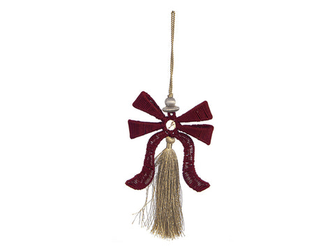DECORAZIONE FIOCCO C/NAPPA SILK IN FILO  BURGUNDY/ORO BRUCO