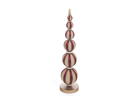 ALBERO 6 SFERE C/BASE SILK IN FILO BURGUNDY/ORO BRUCO