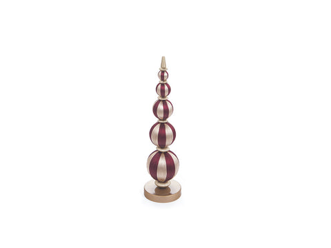 ALBERO 5 SFERE C/BASE SILK IN FILO  BURGUNDY/ORO BRUCO