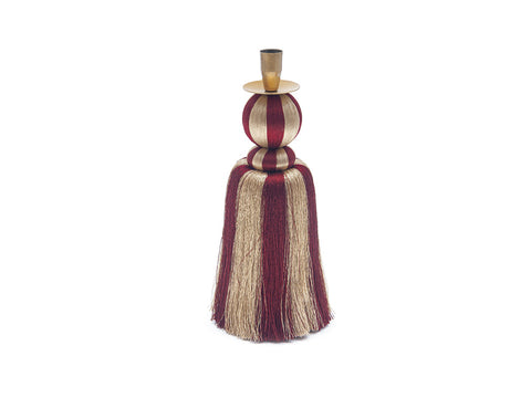 CANDELIERE SILK IN FILO CM10X10X38 BURGUNDY/ORO BRUCO