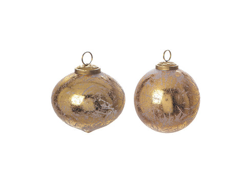 DECORAZIONE SFERA VETRO FOGLIA ORO D10 ASS BIANCO-ORO BRUCO