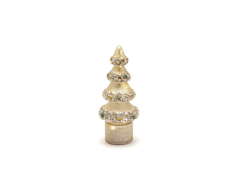 ALBERO ROTANTE IN VETRO C/LUCI A BATTERIA CM9X33 CHAMPAGNE BRUCO